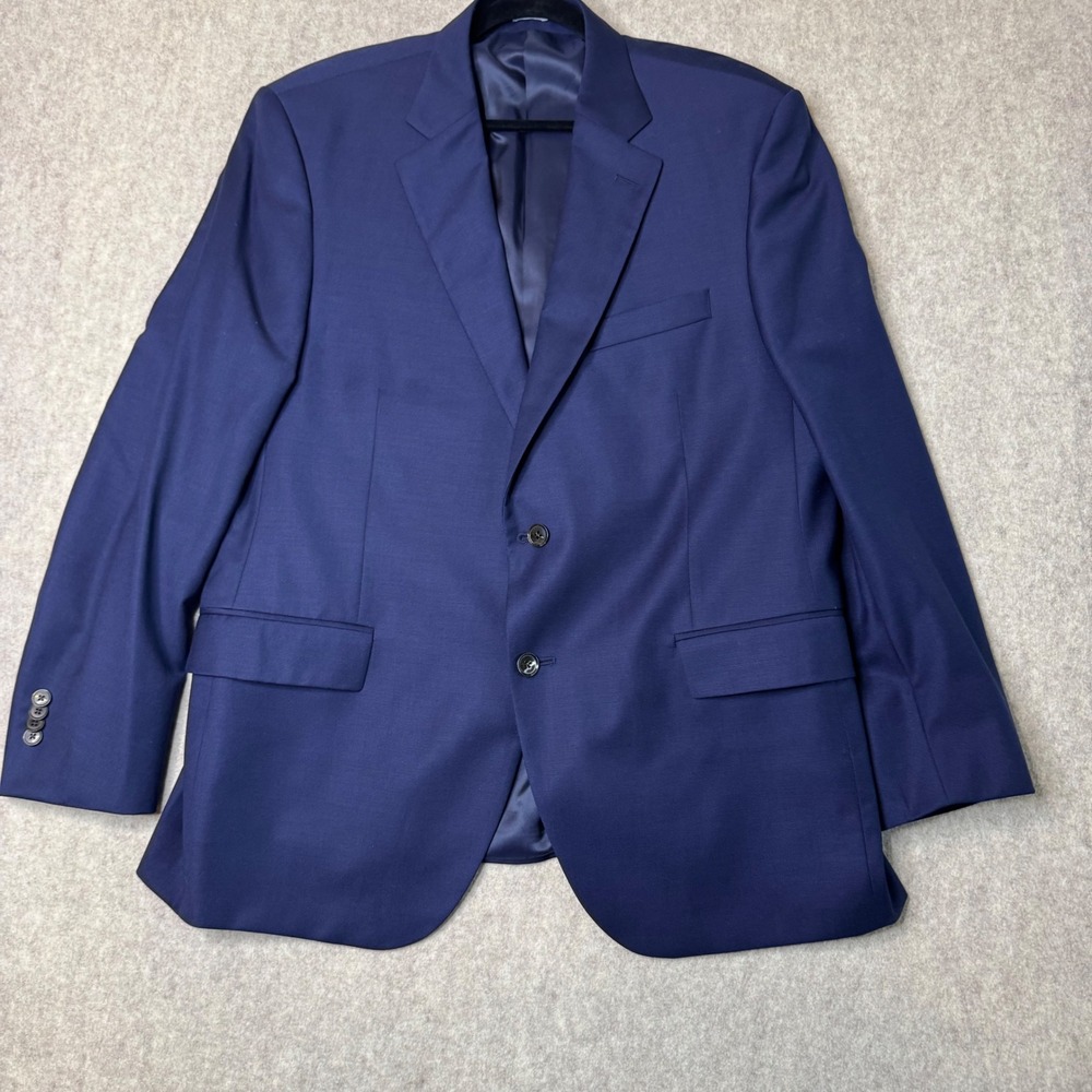 Peter Millar 100% Wool Sport Coat Mens 46R Navy Blue Made Canada Luxury Business